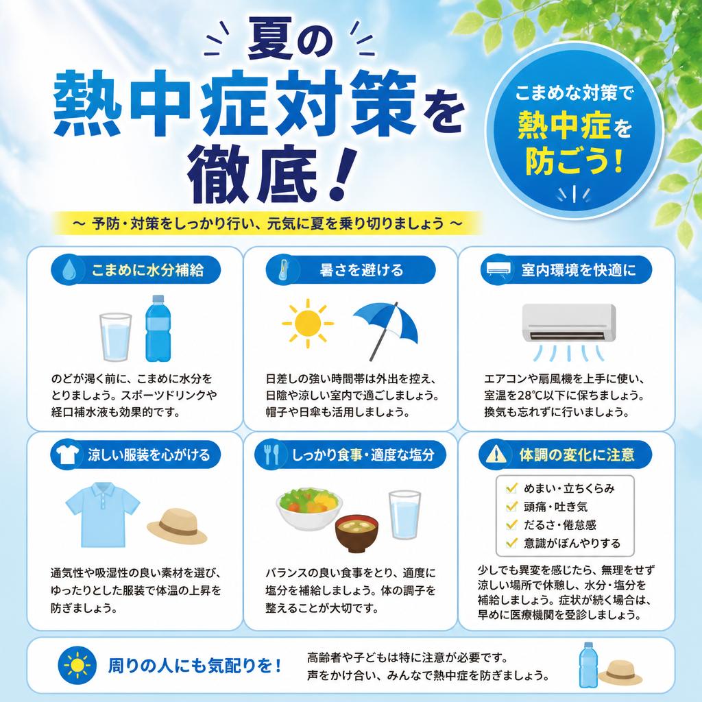 夏の熱中症対策を徹底！