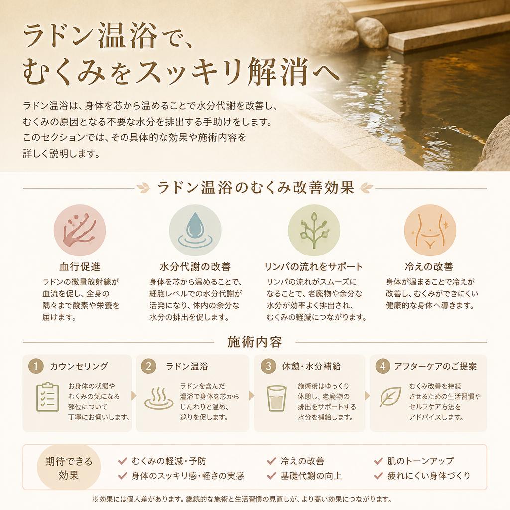 水分代謝を促すラドン温浴